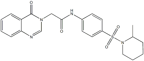 N-{4-[(2-methyl-1-piperidinyl)sulfonyl]phenyl}-2-(4-oxo-3(4H)-quinazolinyl)acetamide 结构式