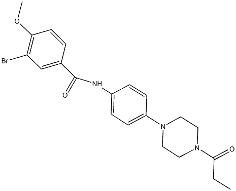 3-bromo-4-methoxy-N-[4-(4-propionyl-1-piperazinyl)phenyl]benzamide 结构式