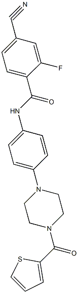 4-cyano-2-fluoro-N-{4-[4-(2-thienylcarbonyl)-1-piperazinyl]phenyl}benzamide 结构式