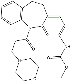 methyl 5-[3-(4-morpholinyl)propanoyl]-10,11-dihydro-5H-dibenzo[b,f]azepin-3-ylcarbamate 结构式
