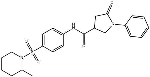 N-{4-[(2-methyl-1-piperidinyl)sulfonyl]phenyl}-5-oxo-1-phenyl-3-pyrrolidinecarboxamide 结构式