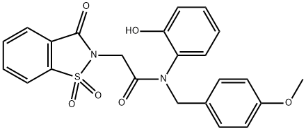2-(1,1-dioxido-3-oxo-1,2-benzisothiazol-2(3H)-yl)-N-(2-hydroxyphenyl)-N-(4-methoxybenzyl)acetamide 结构式