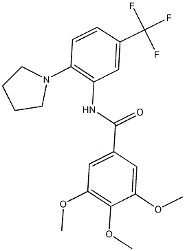 3,4,5-trimethoxy-N-[2-(1-pyrrolidinyl)-5-(trifluoromethyl)phenyl]benzamide 结构式