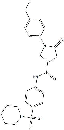 1-(4-methoxyphenyl)-5-oxo-N-[4-(1-piperidinylsulfonyl)phenyl]-3-pyrrolidinecarboxamide 结构式