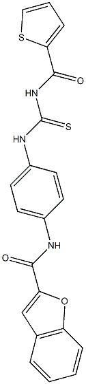 N-[4-({[(2-thienylcarbonyl)amino]carbothioyl}amino)phenyl]-1-benzofuran-2-carboxamide 结构式