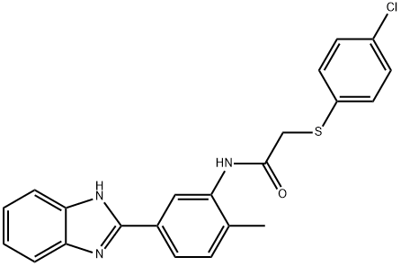 N-[5-(1H-benzimidazol-2-yl)-2-methylphenyl]-2-[(4-chlorophenyl)sulfanyl]acetamide 结构式