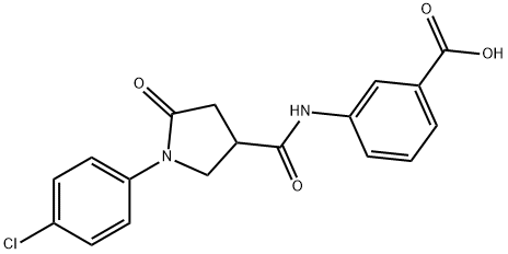 3-({[1-(4-chlorophenyl)-5-oxo-3-pyrrolidinyl]carbonyl}amino)benzoic acid 结构式