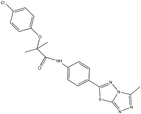 2-(4-chlorophenoxy)-2-methyl-N-[4-(3-methyl[1,2,4]triazolo[3,4-b][1,3,4]thiadiazol-6-yl)phenyl]propanamide 结构式