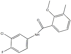 N-(3-chloro-4-fluorophenyl)-2-methoxy-3-methylbenzamide 结构式