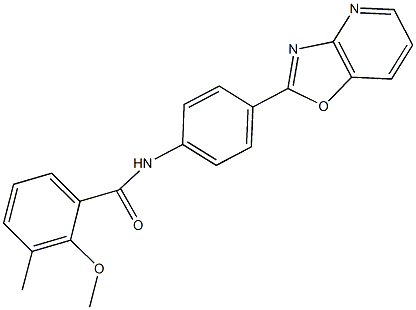 2-methoxy-3-methyl-N-(4-[1,3]oxazolo[4,5-b]pyridin-2-ylphenyl)benzamide 结构式