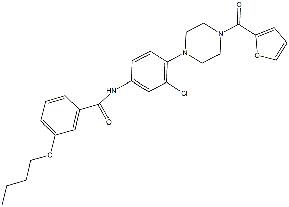 3-butoxy-N-{3-chloro-4-[4-(2-furoyl)-1-piperazinyl]phenyl}benzamide 结构式