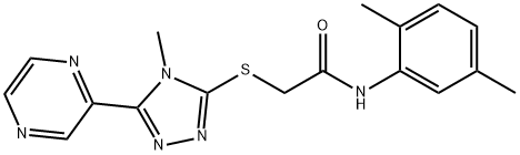 N-(2,5-dimethylphenyl)-2-{[4-methyl-5-(2-pyrazinyl)-4H-1,2,4-triazol-3-yl]sulfanyl}acetamide 结构式