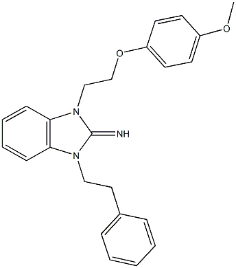 1-[2-(4-methoxyphenoxy)ethyl]-3-(2-phenylethyl)-1,3-dihydro-2H-benzimidazol-2-imine 结构式