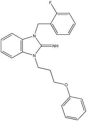 1-(2-fluorobenzyl)-3-(3-phenoxypropyl)-1,3-dihydro-2H-benzimidazol-2-imine 结构式