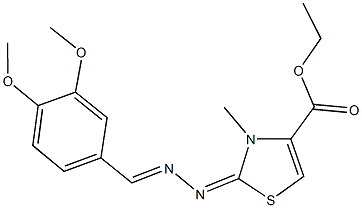 ethyl 2-[(3,4-dimethoxybenzylidene)hydrazono]-3-methyl-2,3-dihydro-1,3-thiazole-4-carboxylate 结构式