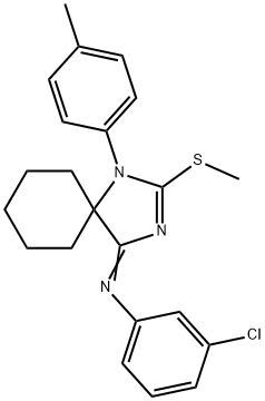 N-(3-chlorophenyl)-N-[1-(4-methylphenyl)-2-(methylsulfanyl)-1,3-diazaspiro[4.5]dec-2-en-4-ylidene]amine 结构式