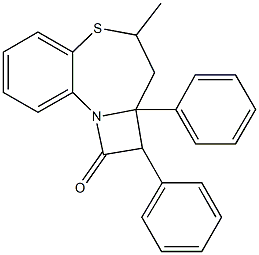 4-methyl-2,2a-diphenyl-2,2a,3,4-tetrahydro-1H-azeto[2,1-d][1,5]benzothiazepin-1-one 结构式