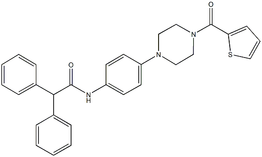 2,2-diphenyl-N-{4-[4-(2-thienylcarbonyl)-1-piperazinyl]phenyl}acetamide 结构式