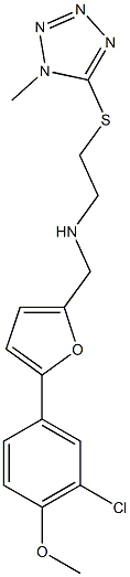 N-{[5-(3-chloro-4-methoxyphenyl)-2-furyl]methyl}-N-{2-[(1-methyl-1H-tetraazol-5-yl)sulfanyl]ethyl}amine 结构式
