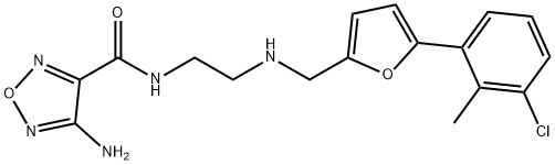 4-amino-N-[2-({[5-(3-chloro-2-methylphenyl)-2-furyl]methyl}amino)ethyl]-1,2,5-oxadiazole-3-carboxamide 结构式