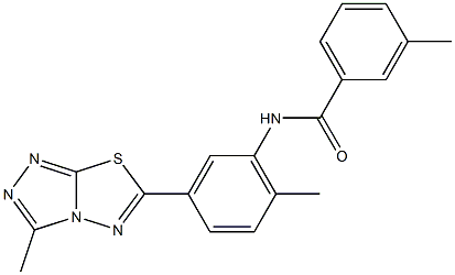 3-methyl-N-[2-methyl-5-(3-methyl[1,2,4]triazolo[3,4-b][1,3,4]thiadiazol-6-yl)phenyl]benzamide 结构式