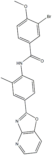 3-bromo-4-methoxy-N-(2-methyl-4-[1,3]oxazolo[4,5-b]pyridin-2-ylphenyl)benzamide 结构式