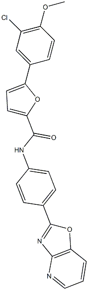 5-(3-chloro-4-methoxyphenyl)-N-(4-[1,3]oxazolo[4,5-b]pyridin-2-ylphenyl)-2-furamide 结构式