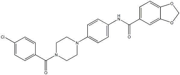 N-{4-[4-(4-chlorobenzoyl)-1-piperazinyl]phenyl}-1,3-benzodioxole-5-carboxamide 结构式