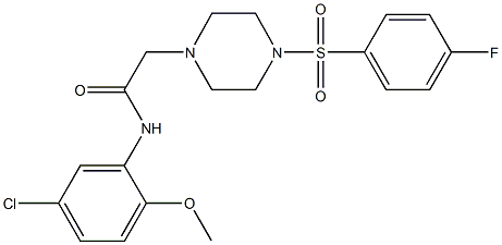 N-(5-chloro-2-methoxyphenyl)-2-{4-[(4-fluorophenyl)sulfonyl]-1-piperazinyl}acetamide 结构式