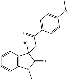 3-hydroxy-3-[2-(4-methoxyphenyl)-2-oxoethyl]-1-methyl-1,3-dihydro-2H-indol-2-one 结构式