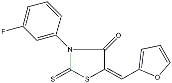 3-(3-fluorophenyl)-5-(2-furylmethylene)-2-thioxo-1,3-thiazolidin-4-one 结构式