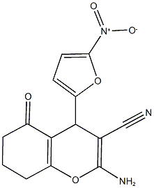 2-amino-4-(5-nitro-2-furyl)-5-oxo-5,6,7,8-tetrahydro-4H-chromene-3-carbonitrile 结构式