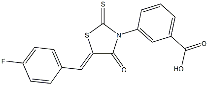 3-[5-(4-fluorobenzylidene)-4-oxo-2-thioxo-1,3-thiazolidin-3-yl]benzoic acid 结构式