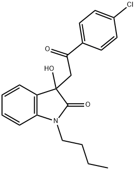 1-butyl-3-[2-(4-chlorophenyl)-2-oxoethyl]-3-hydroxy-1,3-dihydro-2H-indol-2-one 结构式