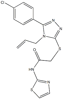 2-{[4-allyl-5-(4-chlorophenyl)-4H-1,2,4-triazol-3-yl]sulfanyl}-N-(1,3-thiazol-2-yl)acetamide 结构式