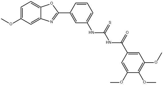 N-[3-(5-methoxy-1,3-benzoxazol-2-yl)phenyl]-N'-(3,4,5-trimethoxybenzoyl)thiourea 结构式