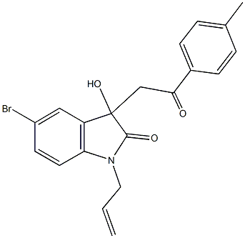 1-allyl-5-bromo-3-hydroxy-3-[2-(4-methylphenyl)-2-oxoethyl]-1,3-dihydro-2H-indol-2-one 结构式