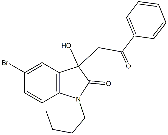 5-bromo-1-butyl-3-hydroxy-3-(2-oxo-2-phenylethyl)-1,3-dihydro-2H-indol-2-one 结构式