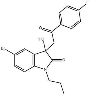 5-bromo-3-[2-(4-fluorophenyl)-2-oxoethyl]-3-hydroxy-1-propyl-1,3-dihydro-2H-indol-2-one 结构式