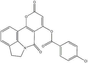 7,10-dioxo-4,5-dihydro-7H,10H-pyrano[3,2-c]pyrrolo[3,2,1-ij]quinolin-8-yl 4-chlorobenzoate 结构式