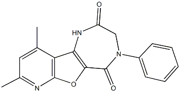 8,10-dimethyl-4-phenyl-3,4-dihydro-1H-pyrido[3',2':4,5]furo[3,2-e][1,4]diazepine-2,5-dione 结构式