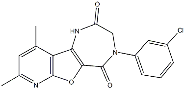 4-(3-chlorophenyl)-8,10-dimethyl-3,4-dihydro-1H-pyrido[3',2':4,5]furo[3,2-e][1,4]diazepine-2,5-dione 结构式