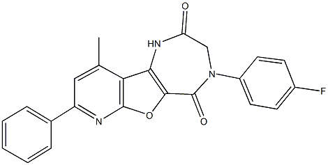 4-(4-fluorophenyl)-10-methyl-8-phenyl-3,4-dihydro-1H-pyrido[3',2':4,5]furo[3,2-e][1,4]diazepine-2,5-dione 结构式