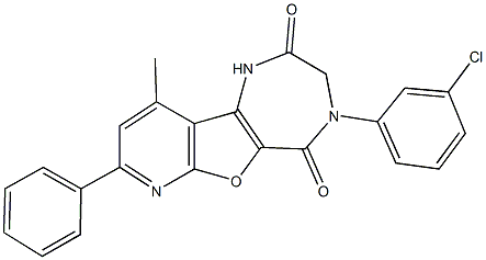 4-(3-chlorophenyl)-10-methyl-8-phenyl-3,4-dihydro-1H-pyrido[3',2':4,5]furo[3,2-e][1,4]diazepine-2,5-dione 结构式