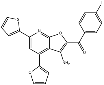 [3-amino-4-(2-furyl)-6-(2-thienyl)furo[2,3-b]pyridin-2-yl](4-fluorophenyl)methanone 结构式