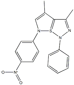 3,4-dimethyl-6-(4-nitrophenyl)-1-phenyl-1,6-dihydro-7lambda~4~-isothiazolo[5,1-e][1,2,3]thiadiazole 结构式