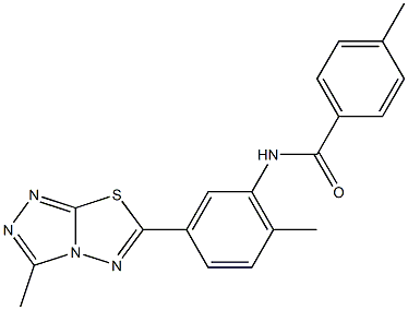 4-methyl-N-[2-methyl-5-(3-methyl[1,2,4]triazolo[3,4-b][1,3,4]thiadiazol-6-yl)phenyl]benzamide 结构式