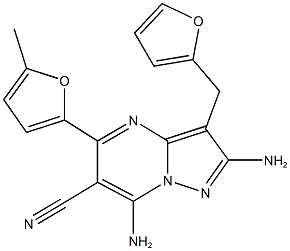 2,7-diamino-3-(2-furylmethyl)-5-(5-methyl-2-furyl)pyrazolo[1,5-a]pyrimidine-6-carbonitrile 结构式