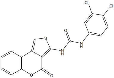 N-(3,4-dichlorophenyl)-N'-(4-oxo-4H-thieno[3,4-c]chromen-3-yl)urea 结构式