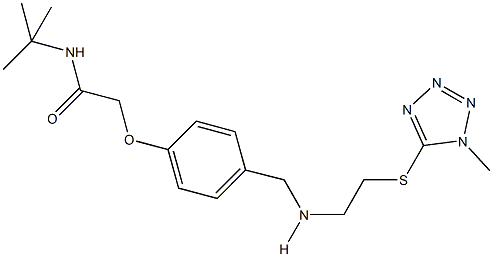 N-(tert-butyl)-2-{4-[({2-[(1-methyl-1H-tetraazol-5-yl)sulfanyl]ethyl}amino)methyl]phenoxy}acetamide 结构式